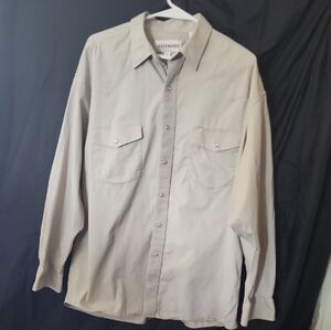 Men's Button-Front Long Sleeve Shirt — Beige